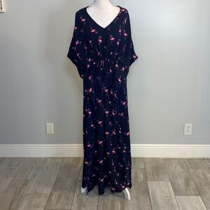 [Agnes & Dora] “Long Woven Kaftan” Flamingo Print - Size Medium NWT